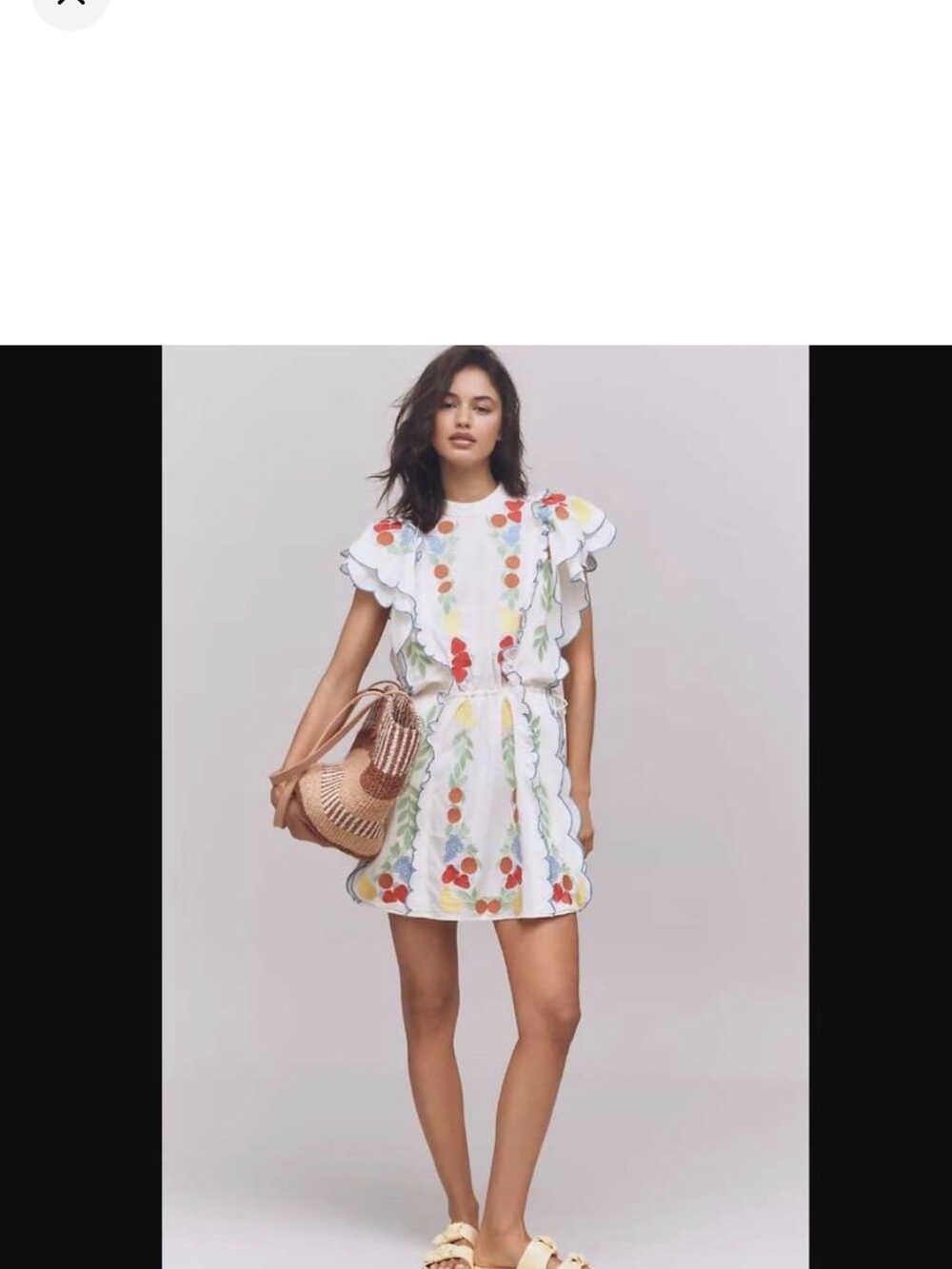 FARM Rio White Mini Dress with Multicolor Floral Motif
